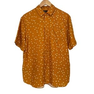 NWOT FINNEY 100% SILK Boyfriend Orange Polka Dot Shirt Men's Size M Rust Retro